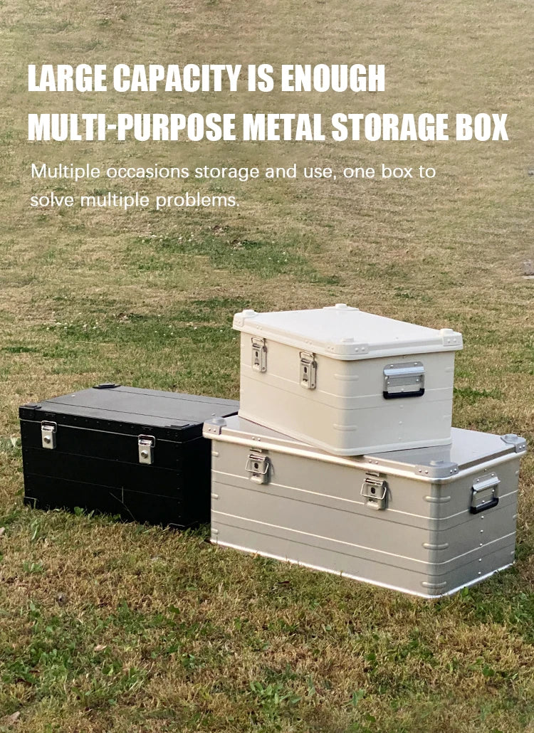 Aluminum Storage Box Luggage Outdoor Travel Box Large Capacity Tools Storage Box Camping Car Portable Luggage Storage Containers