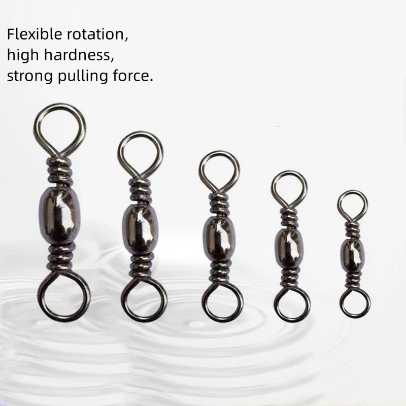 Fishing swivel 100 pieces carbon steel swivel fishing line connector micro swivel solid ring fishing gear