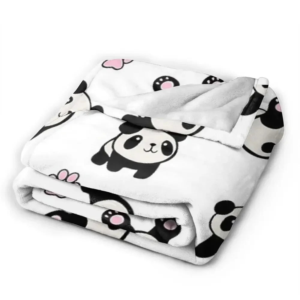 Panda Cute Animal Blankets Soft Warm Flannel Throw Blanket Bedspread for Bed Livingroom Picnic Travel Home Sofa