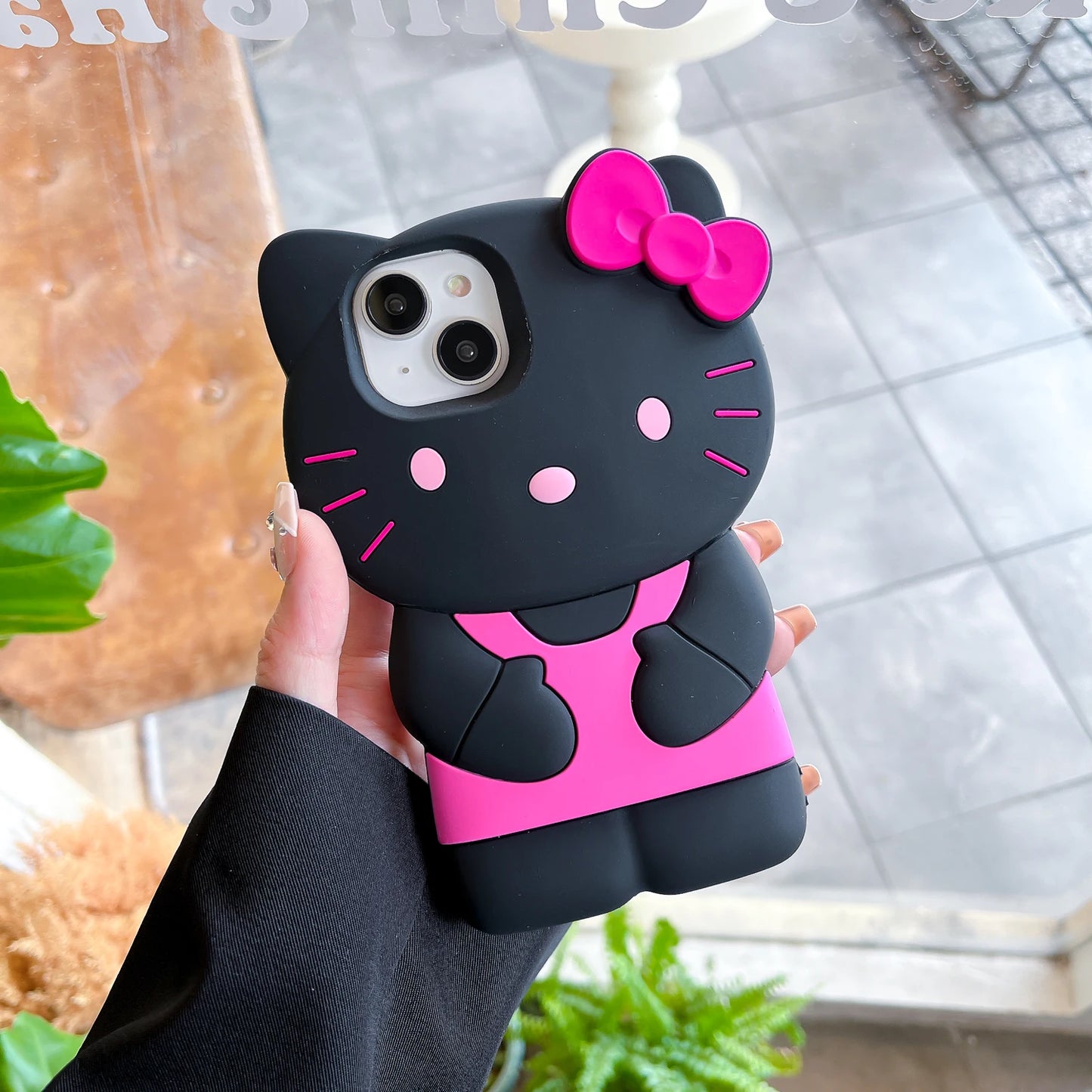 For iPhone 15 14 Plus 13 Pro Max 12 Mini 11 X XS Max XR 7 8 SE Color Bowknot Hello Kitty Cartoon Silicon Back Soft Phone Case