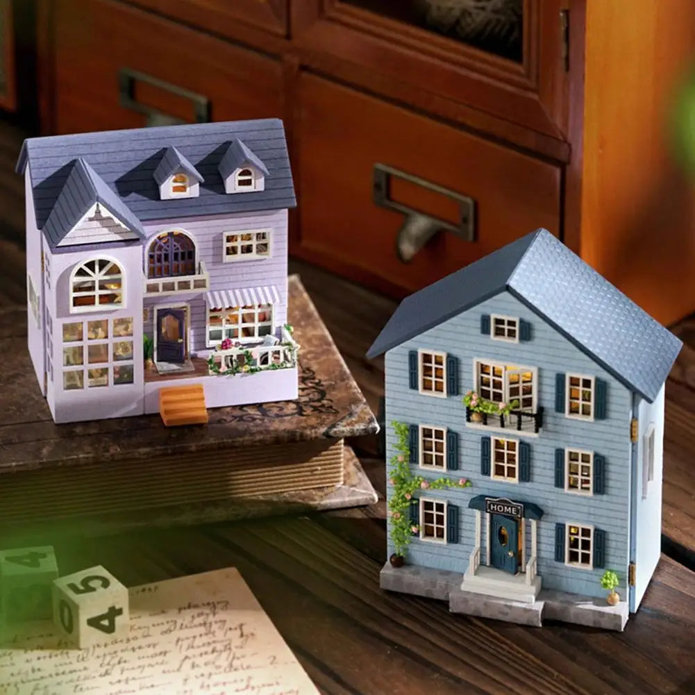 DIY Wooden Miniature Building Kit 3D Doll Houses With Furniture Light Molan Mini Casa Handmade Toys For Girls Gifts E2N8