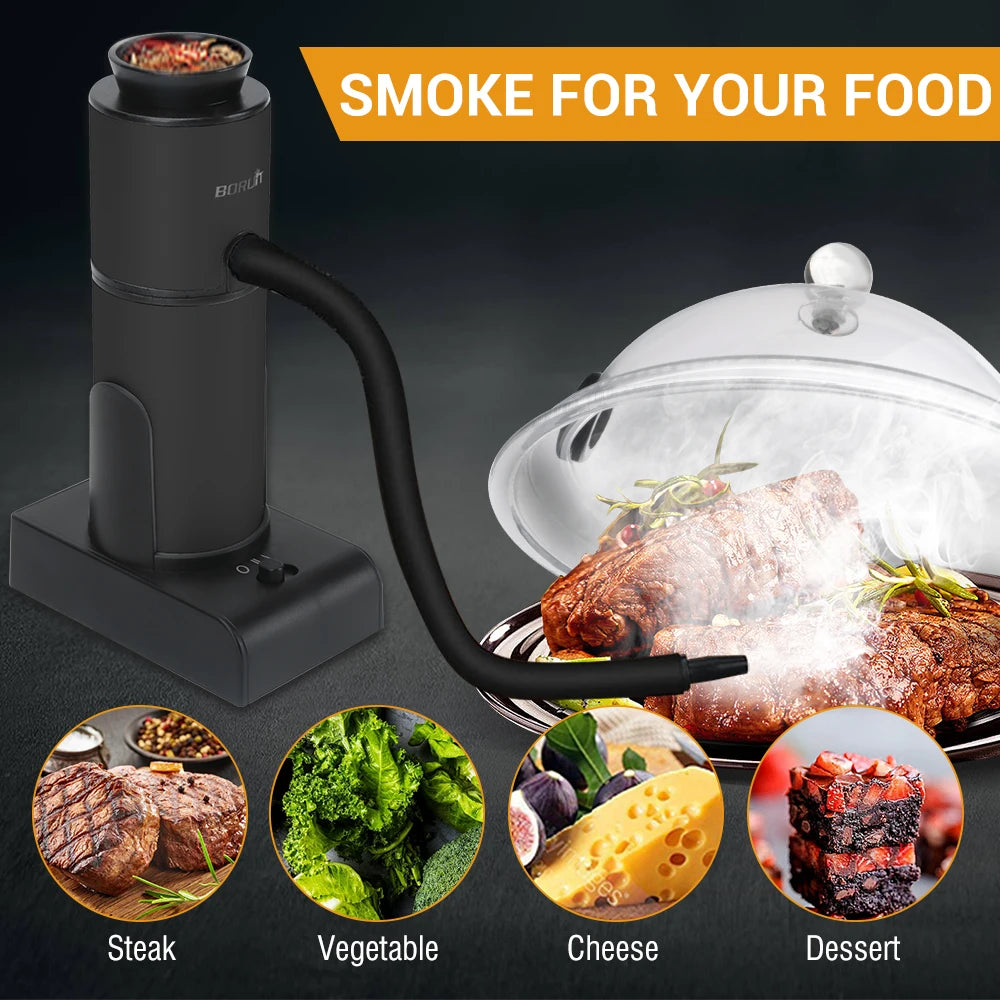 BORUIT Portable Molecular Cuisine Smoking Gun Food Cold Smoke Generator Meat Burn Smokehouse Cooking Tool Kitchen Accessories