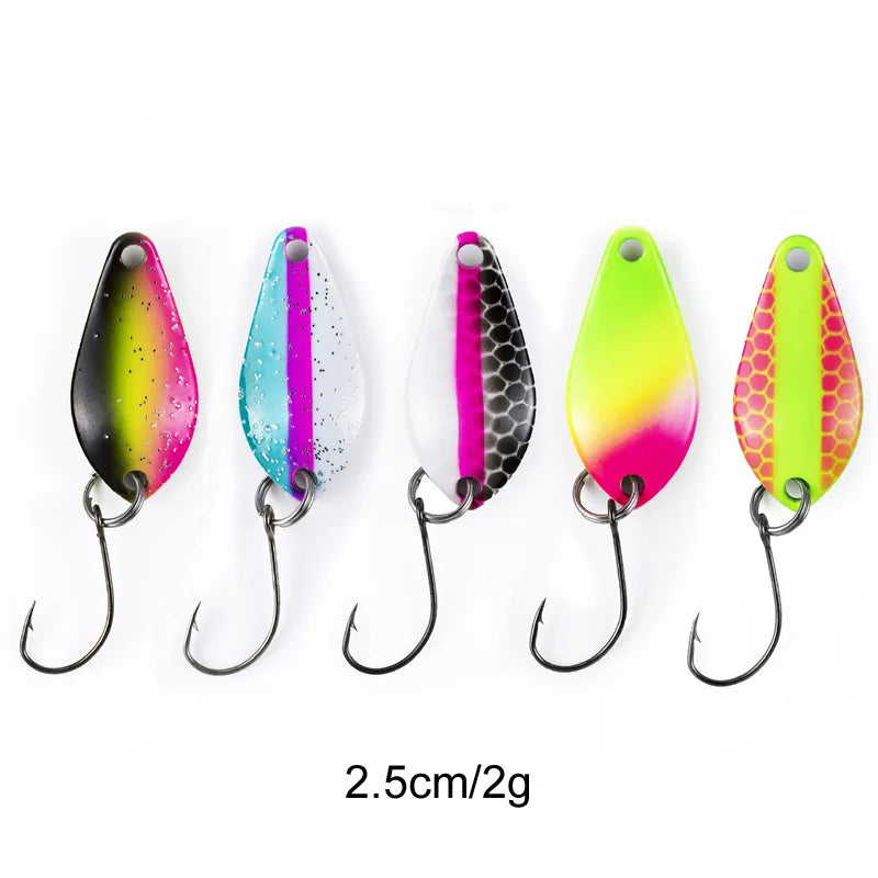 JYJ 2g 3g fishing kit jig spoon lure bait,hard metal spinner wobbler spoon trout bass area fishing gear lure spoon bait