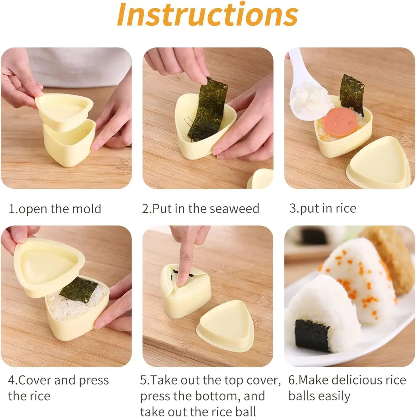 1/2Pcs Triangular Plastic Sushi Mold Onigiri Rice Ball Food Press Maker Japanese Bento Baby Rice Ball Molds Kitchen Accessories