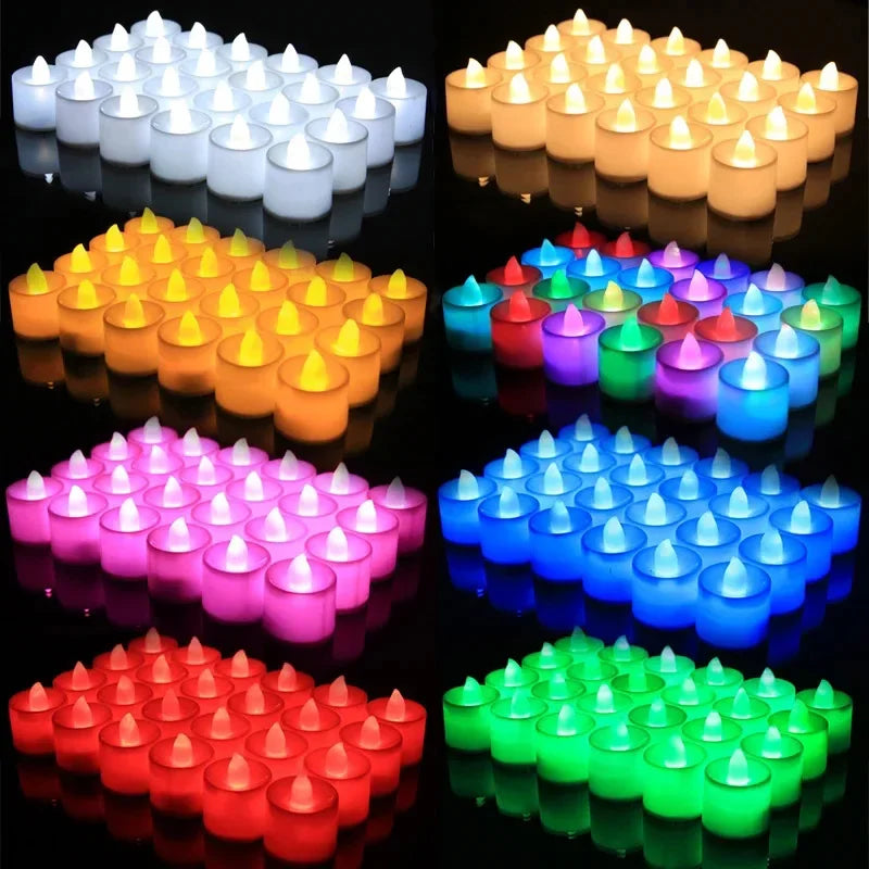 1/48PCS Flameless Led Candle Christmas Wedding Party Decoration Table Lamp Heart-shape Electronic Battery-Power Tealight Candles