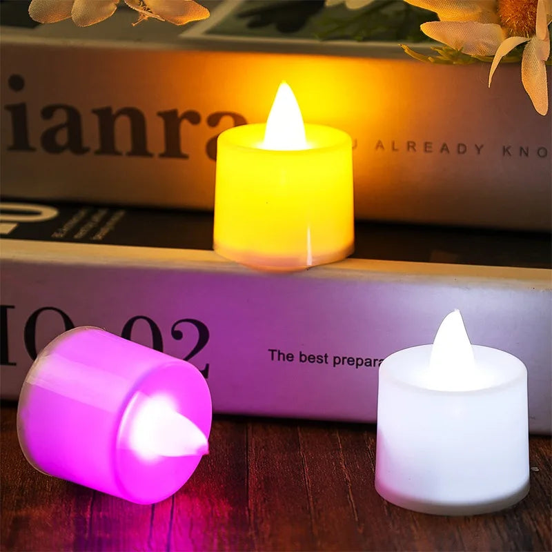 1/48PCS Flameless Led Candle Christmas Wedding Party Decoration Table Lamp Heart-shape Electronic Battery-Power Tealight Candles