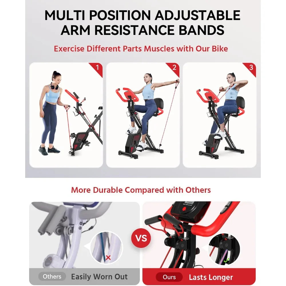 Folding Fitness Gym Machine, Upright Indoor Bike, Magnetic X-Bike with 8 levels of adjustable resistance