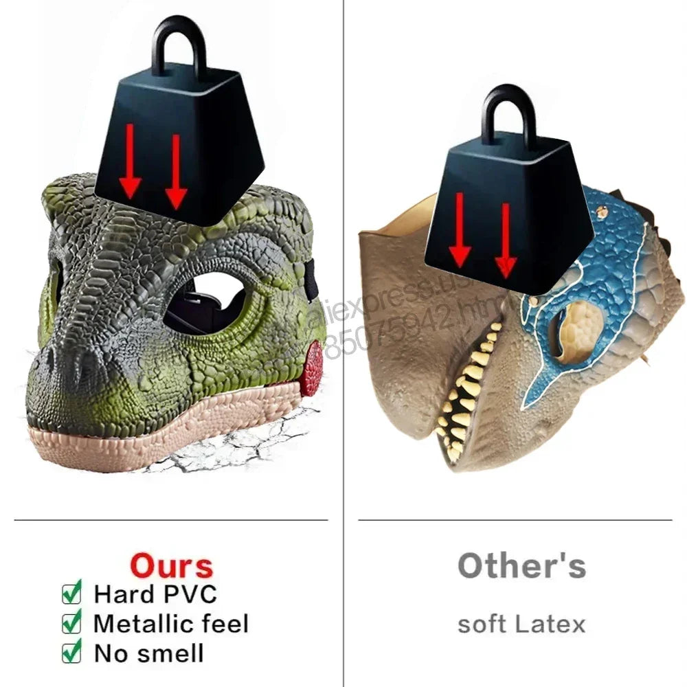 Jurassic World Toy Hard Plastic Dinosaur Mask with Opening Jaws & Sound Effect Velociraptor Mask DIY Dino Toys for Kids Gift