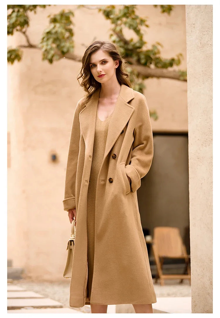 Women's Coat Double-sided 10% Cashmere 90% Wool Women's Long Coat Jacket, 2024 Winter New Long Cashmere Coat Women