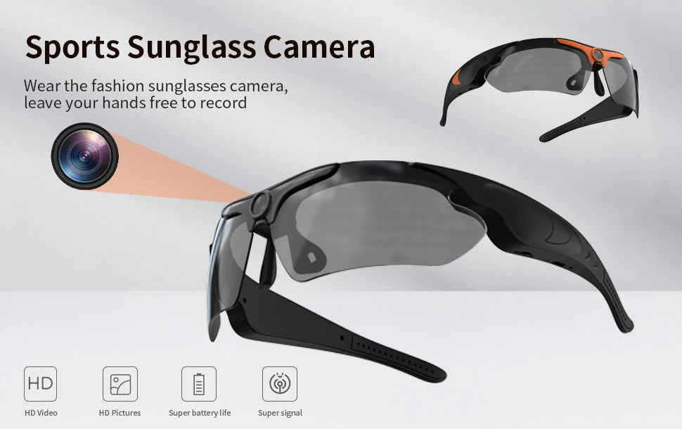 HD 1080P Smart Video Camera Outdoor Cycling Glasses Polarized Lens Smart Camcorder Security Protection Record Wearable Camera