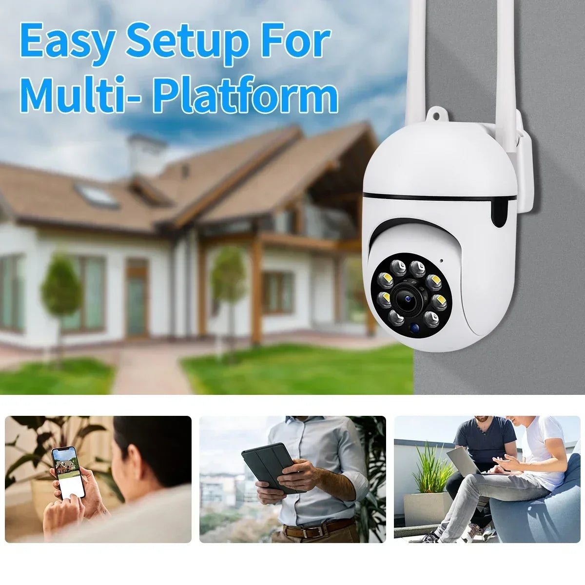 8MP Wireless Security Surveillance PTZ Camera Wifi IP Outdoor 4X Zoom Cameras AI Human Tracking Two-way Audio HD Night Color Cam