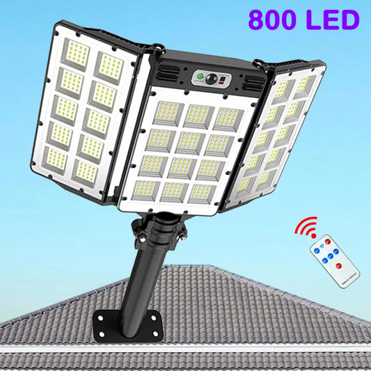 Super Bright Outdoor Solar Lights Motion Sensor Waterproof Street Lamp 800 LED for Lighting Decor Yard with Garden Wall Light