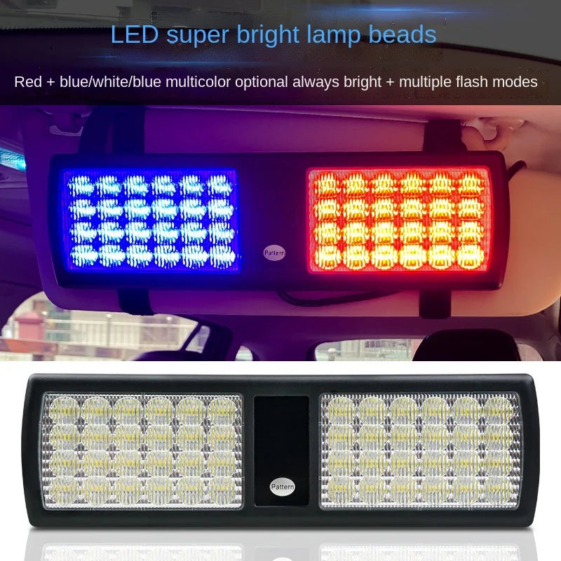 Ultrathin LED Car Truck Strobe Panel Light Sun Visor Emergency Beacon Flash Modes Hazard Police Warning Lightbar Parking Bulb