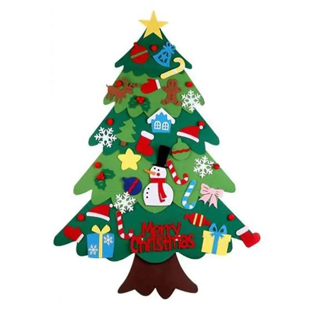 Clearance Sale LED Christmas Tree Wall Hanging DIYS Christmas Felt Tree Set Navidad 2025 Dec Include 21pcs Detachable Ornaments