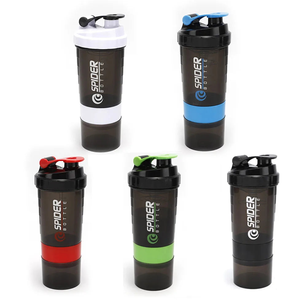 3 Layer Shaker Bottle Protein Powder Cup Sports Mixer Protein Shaker Water Bottles with Shaker Ball Protein Shakers 550ML