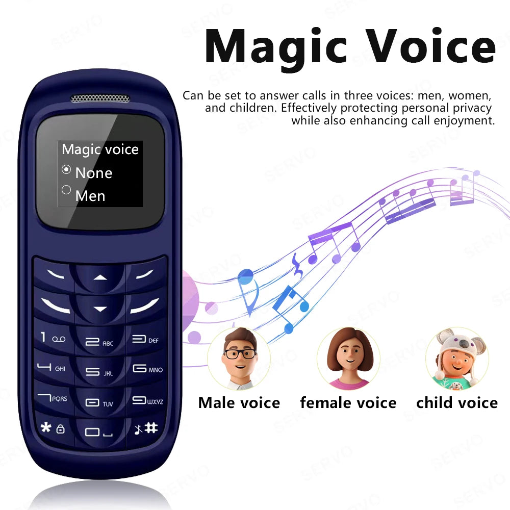 Unlocked Mini Mobile Phone Bluetooth Earphone Voice Changer Dialer Automatic Call Recording Magic Voice Portable Cheap Cellphone