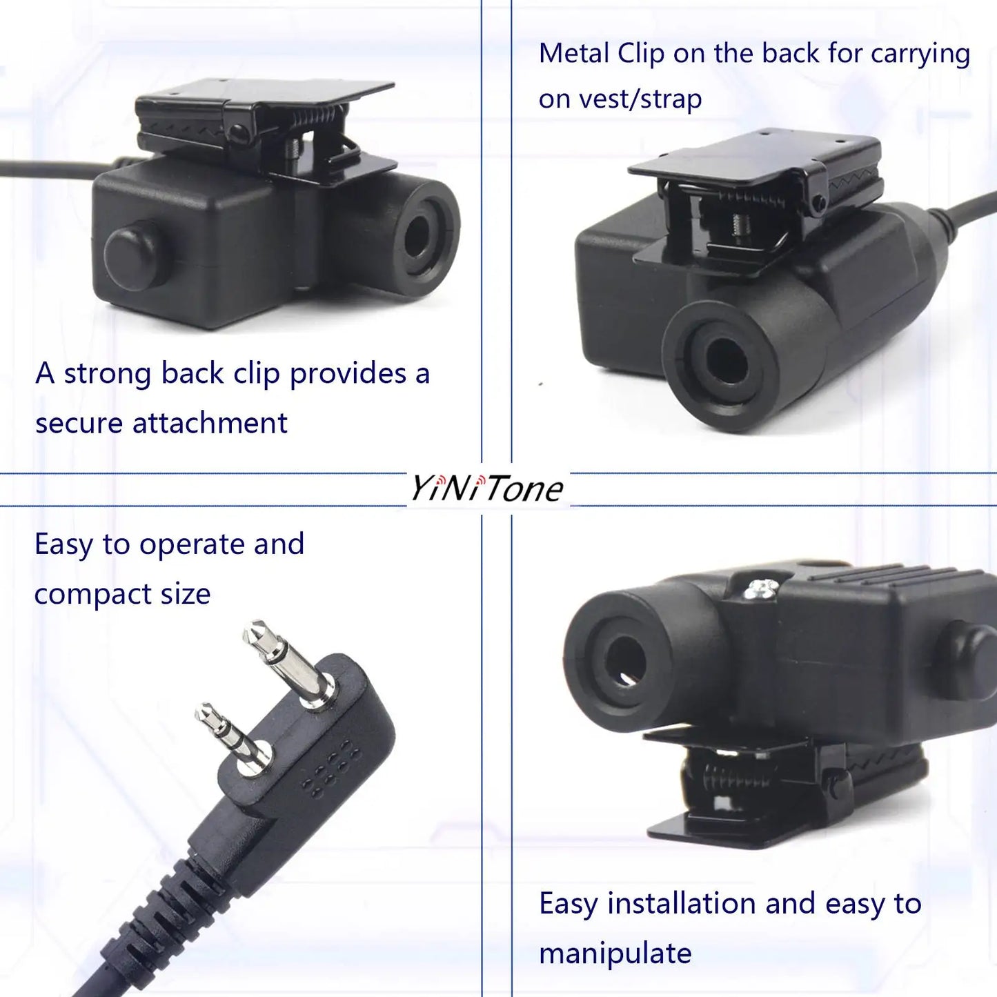 Headset Adapter Push to talk for ICOM IC-V8 V80 V82 Two Way Radio Standard 7.1mm Plug High Strength U94 PTT