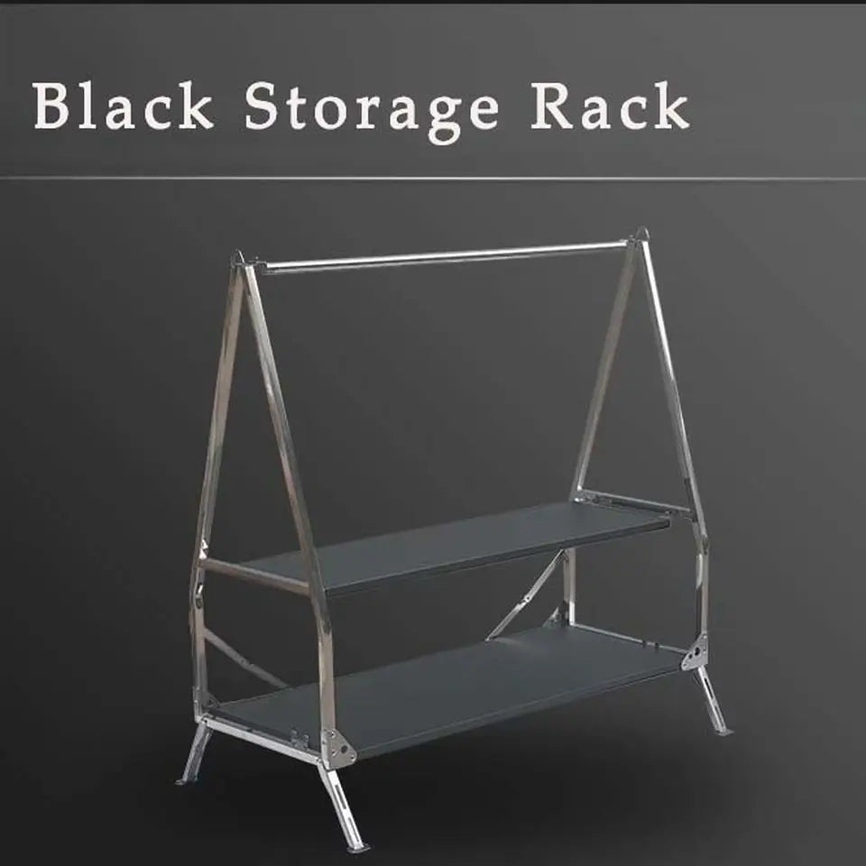 Outdoor Camping Storage Shelf Portable Folding Shelf Storage Rack Garden Stainless Steel Stand Camping Accessories