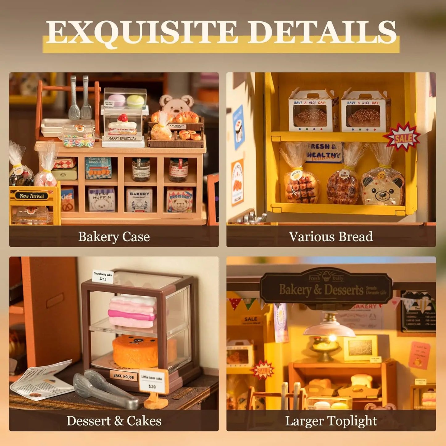 Robotime Rolife Becka's Baking House 3D Puzzle DIY Miniature Dollhouse Kit Amazing Gift for Children DG161