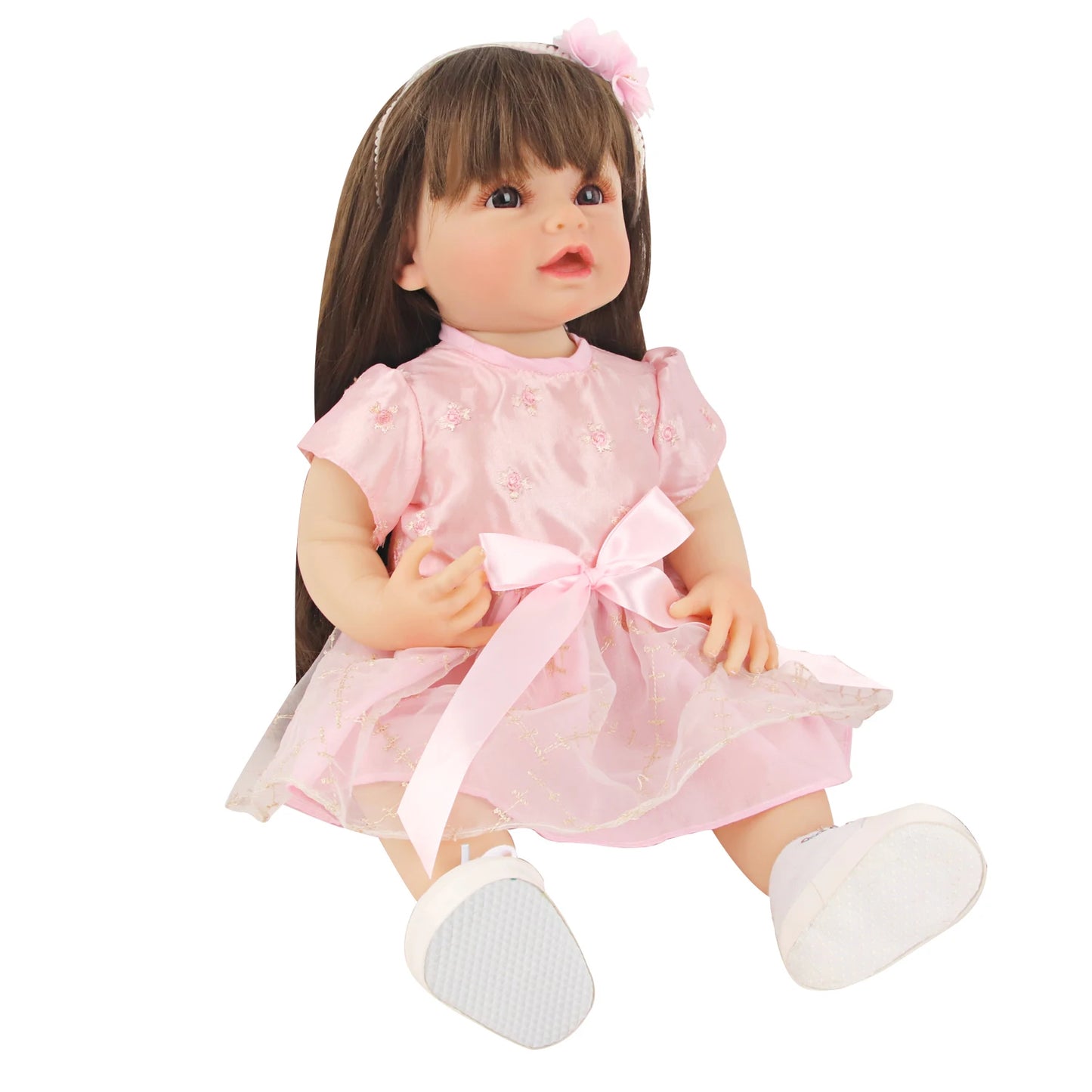 55CM 22 Inches Baby Reborn Girl Doll Full Body Soft Silicone Cute Newborn Dolls With Shoes,Clothes Girl's Best Gift Festival Toy