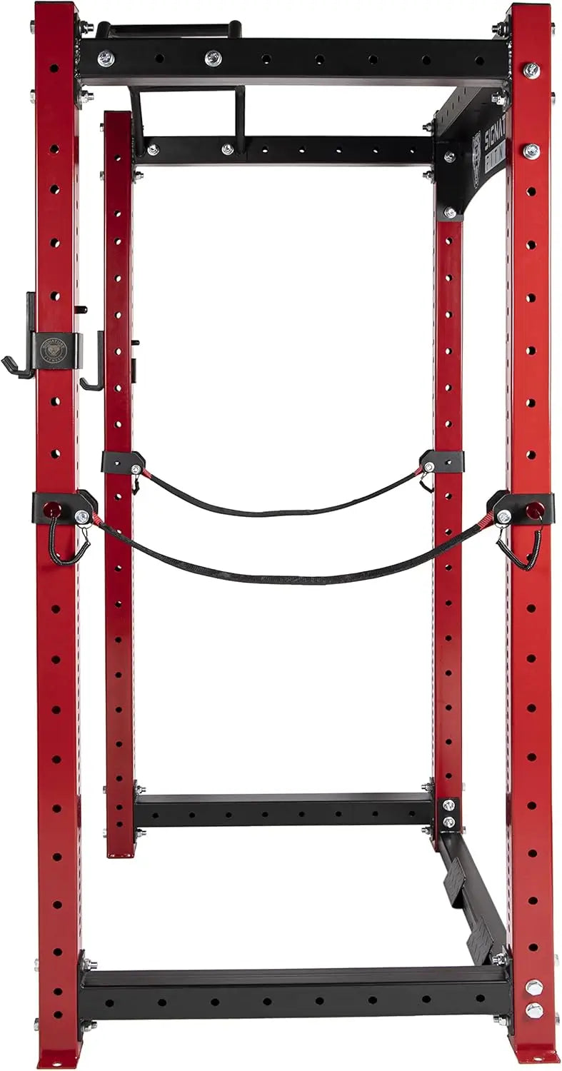 Fitness 1,000 Pound Capacity 3” x 3” Power Cage Power Rack Squat Stand, Includes J-Hooks and Safety Spotter Arms, Opti