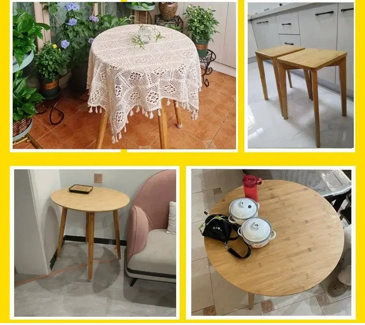 Nordic Small Coffee Table Tea Table Bamboo Side Tables Small Round Tables Modern Simple Balcony Negotiation Tables Living Room