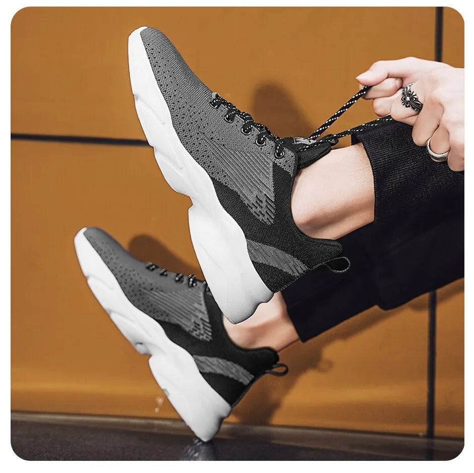 Athletic Running Shoes for Men Walking Jogging Fashion Sneakers Lightweight Breathable Flywoven Mesh Sport Shoe Lace Up