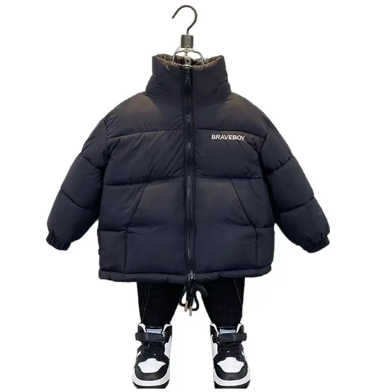 Boys Winter Cotton Clothes 2023 Latest Children's Fashionable Trend Winter Korean Edition Boys Free Wash Thickened Coat Trend