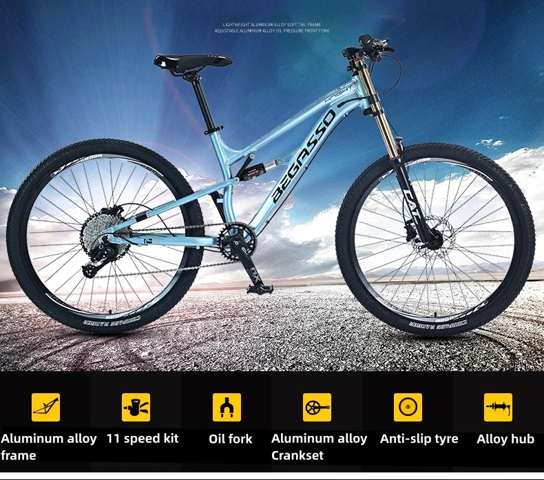 26 27.5 Inch Aluminum Alloy Soft Tail DH Bike Hydraulic Disc Brake MTB Mountain Bicycle Oil Shock Fork