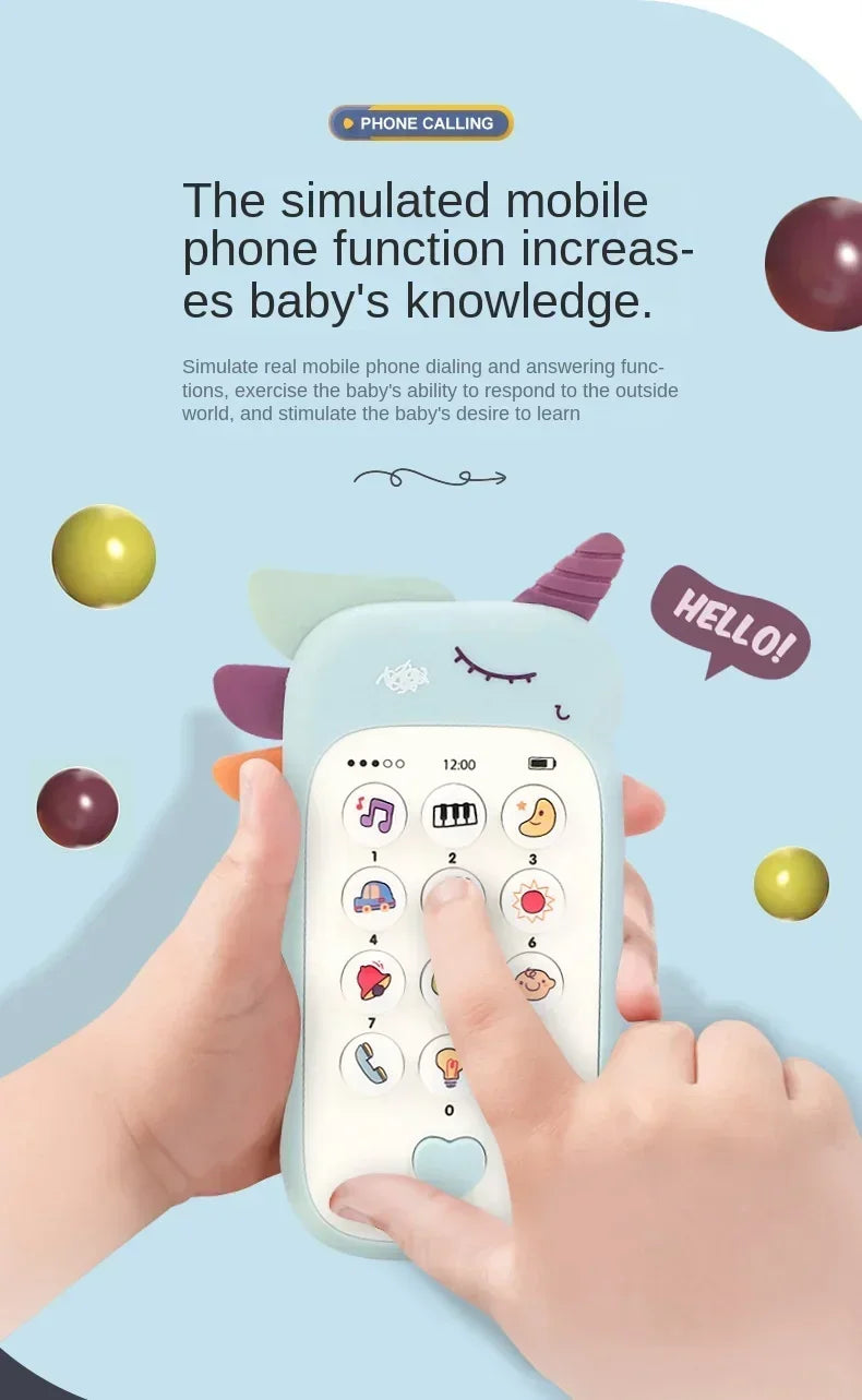 Baby Simulation Phone Toy with Teether Infant Early Education Learning Machine Music Sound Telephone Sleeping Toys for Kids Gift