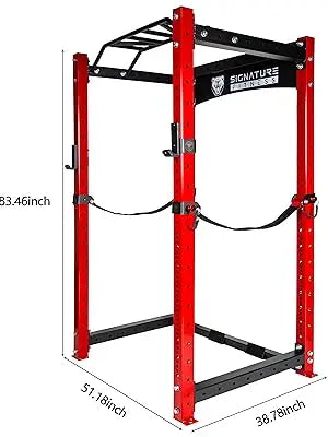 Fitness 1,000 Pound Capacity 3” x 3” Power Cage Power Rack Squat Stand, Includes J-Hooks and Safety Spotter Arms, Opti