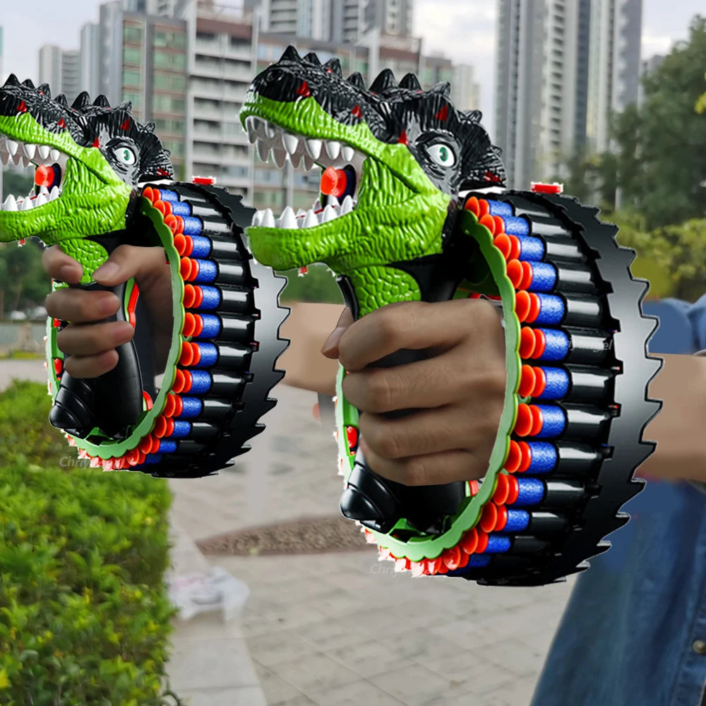 Soft Bullet Gun Toy Kids Spinning Dinosaur Wrist Gun Boys Toys Electric Burst Pistol Parent-child Blaster Shooting Game