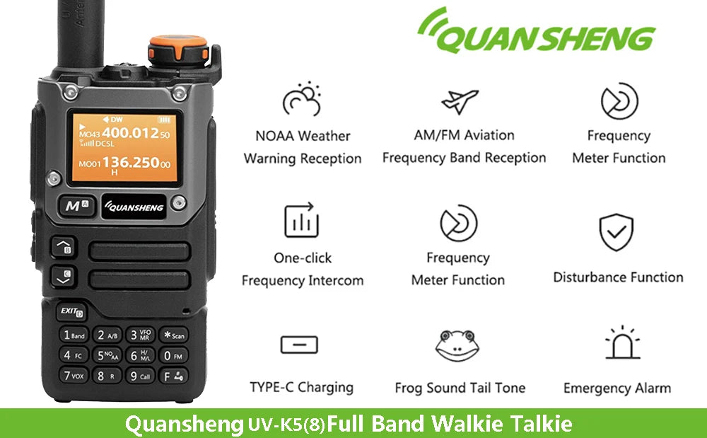 Quansheng UV K5 (8) Walkie Talkie 2PCS Am Fm Two Way Radio Commutator Station Amateur Ham Wireless Set Long Range Receiver