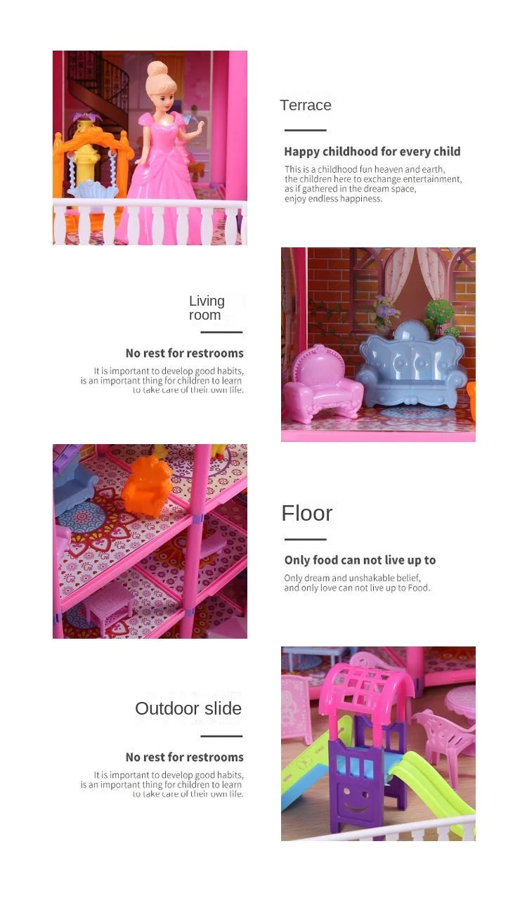 3D Princess Big Villa Handmade Diy Manual Montessori Dollhouses Assembled Children Gifts Puzzle Pretend Doll House Toys New