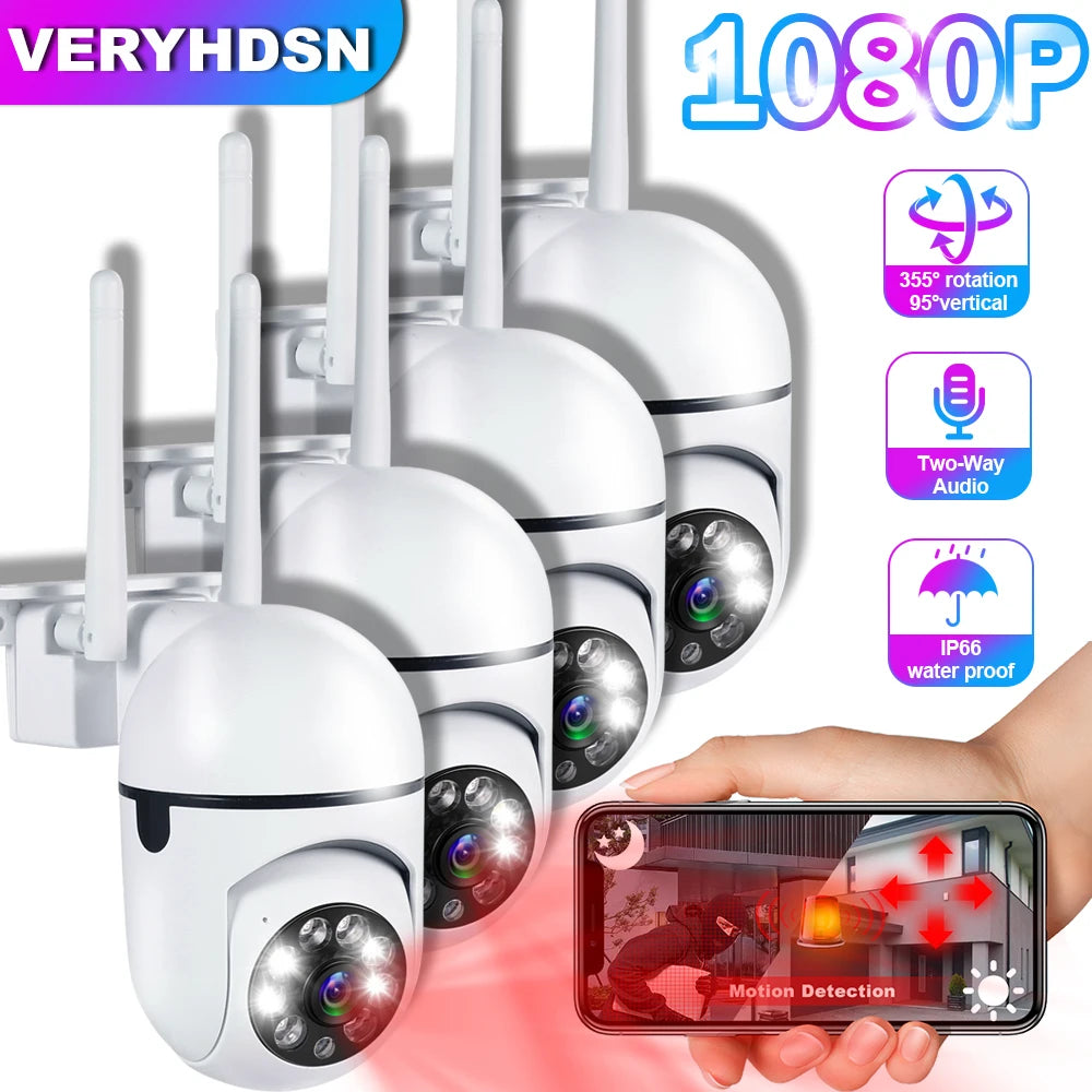 1080P 4PCS Outdoor Camera CCTV IP Wifi Surveillance Camera Waterproof Security Protection Wireless Home Monitor Track Alarm 360°