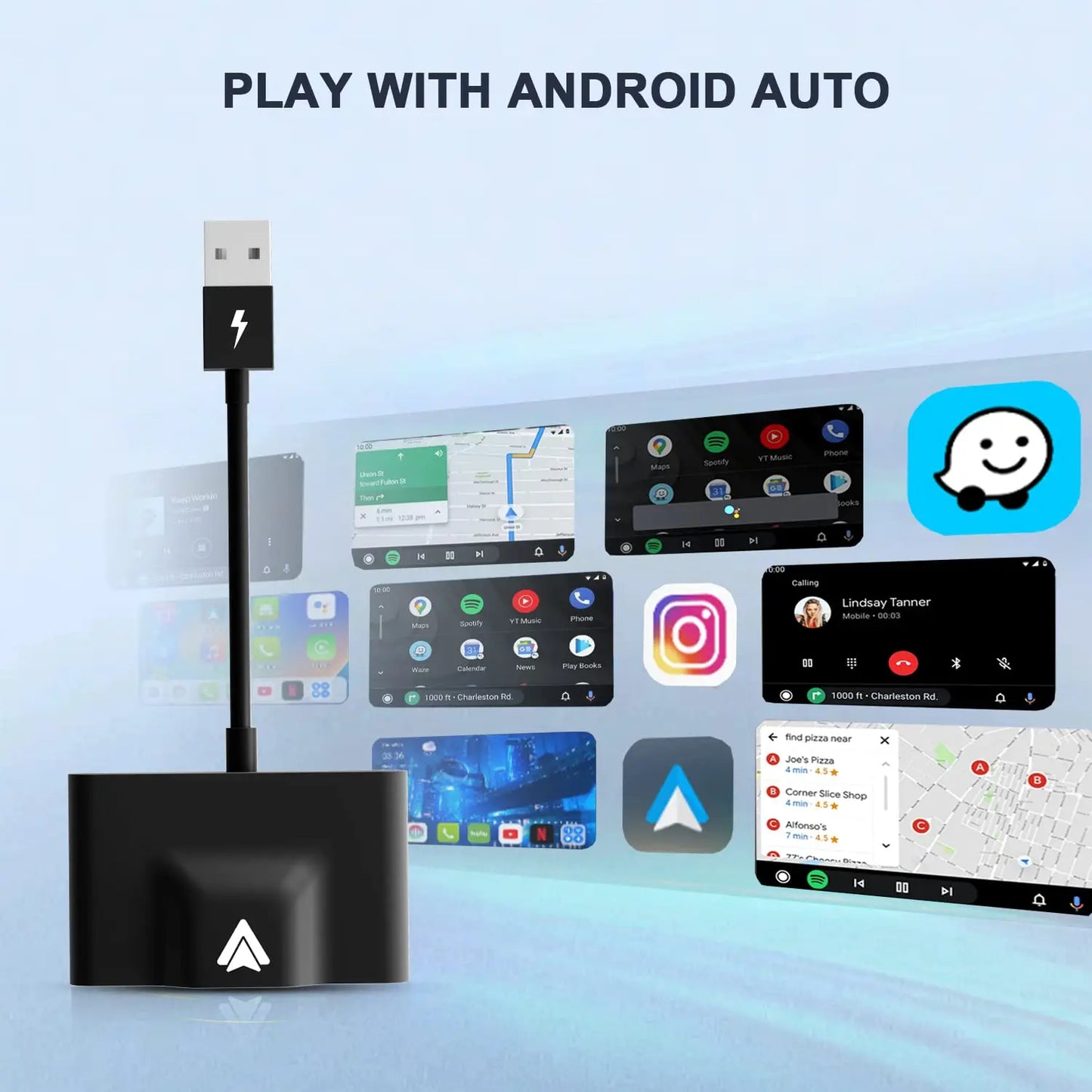 Wireless Android Auto Adapter for OEM Wired AA Cars Android Auto Dongle for Android Phone Convert Wired to Wireless 5Ghz WiFi