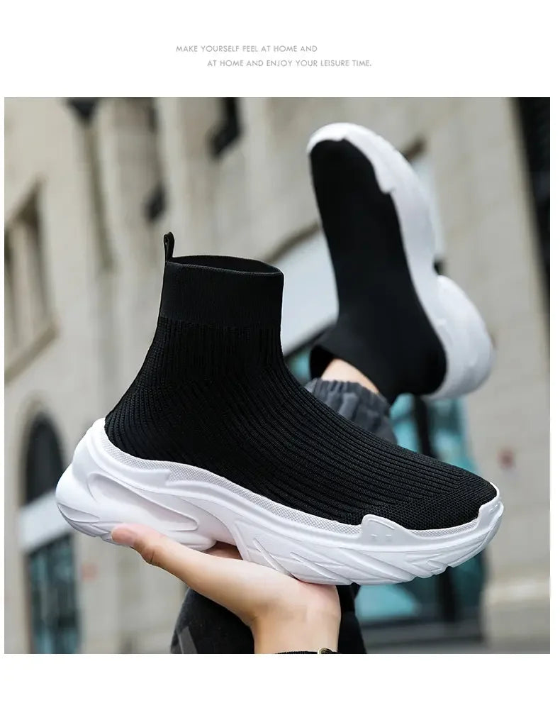 Sneakers for Men Fashion High Top Sock Shoes Autumn New Breathable Casual Shoes Outdoor Platform Anti Slip Walking Shoes 2023