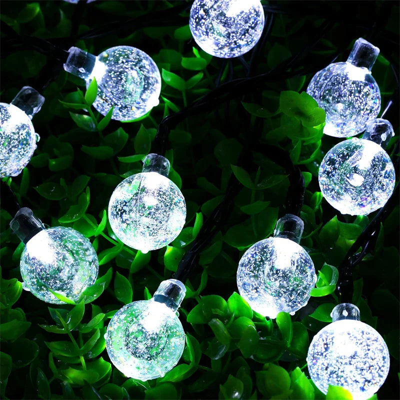 Solar String Lights Outdoor 200 Led Crystal Globe Lights Waterproof Solar Festoon Fairy Light for Garden Christmas Outdoor Decor