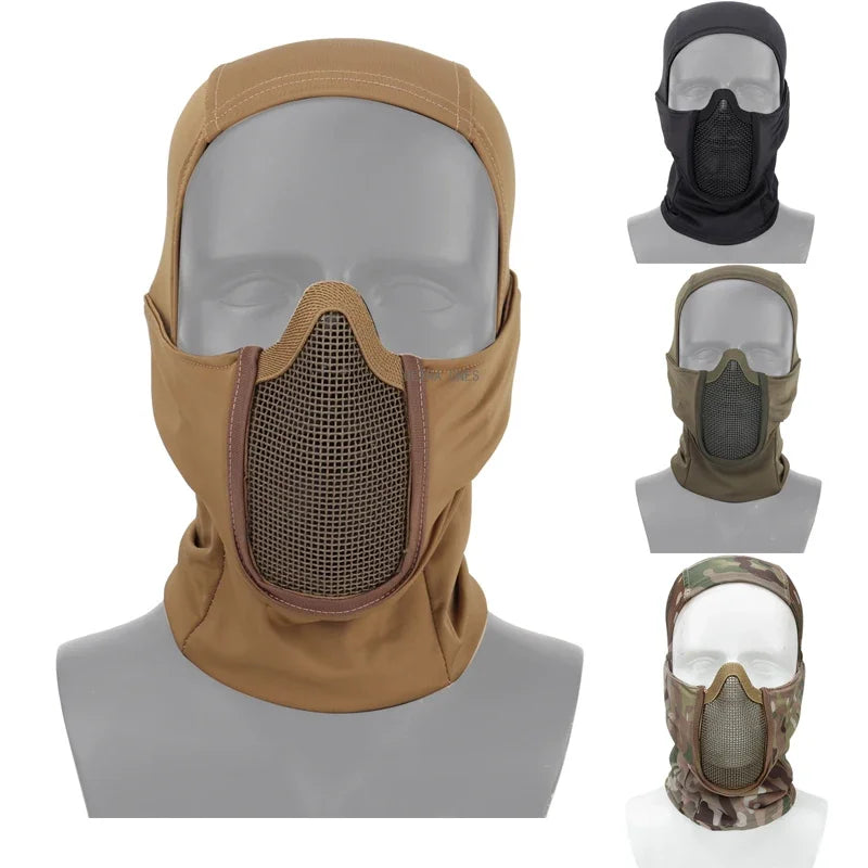 Tactical Headgear Mask Airsoft Paintball CS Steel Mesh Full Face Balaclava Masks Wargame  Cycling Soft Face Shield