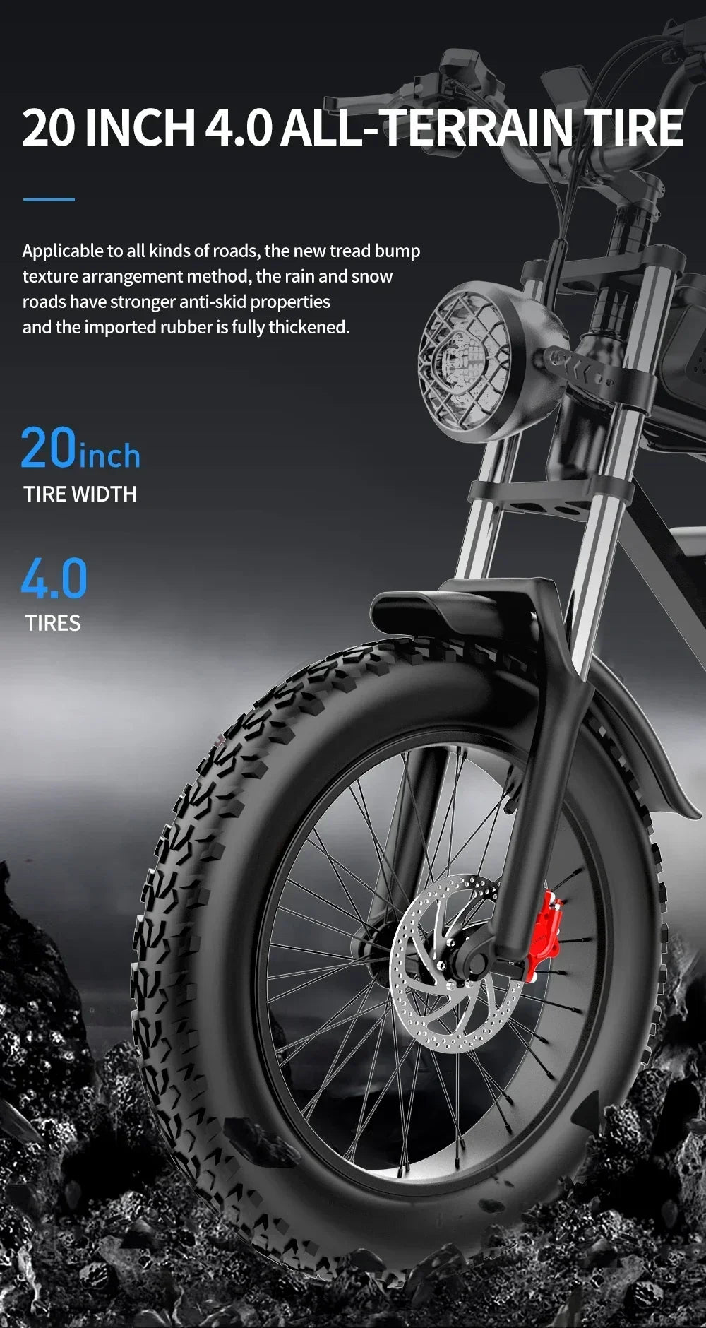 Electric Bicycle 2000W Powerful Motor 52V40AH Removable Battery Oil Brake 20*4.0inch Fat Tire Ebike Snow Mountain Electric Bike