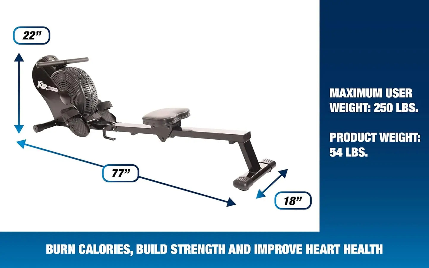 Machine with Smart Workout App - Rowing Machine with Dynamic Air Resistance for Home Gym Fitness