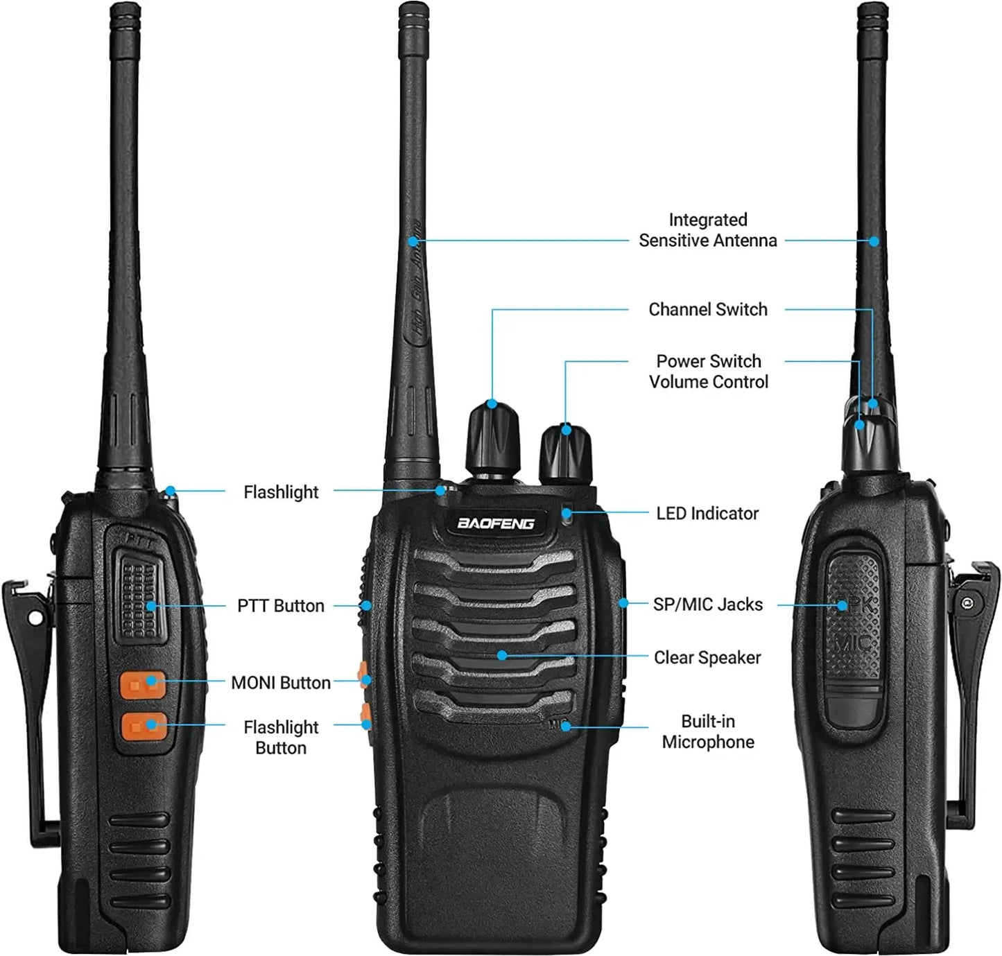 Baofeng BF 888S 1/ 2PCS Walkie Talkie UHF 400 470MHz Portable Long Range Two Way Ham Radios Receiver Transmitter Transceiver