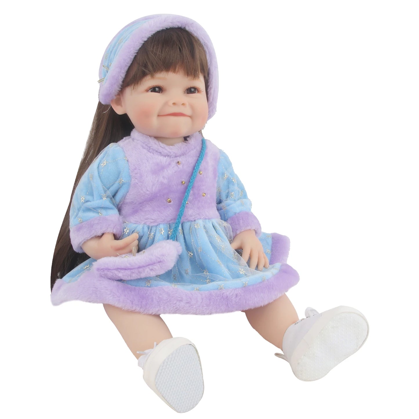 55CM 22 Inches Baby Reborn Girl Doll Full Body Soft Silicone Cute Newborn Dolls With Shoes,Clothes Girl's Best Gift Festival Toy