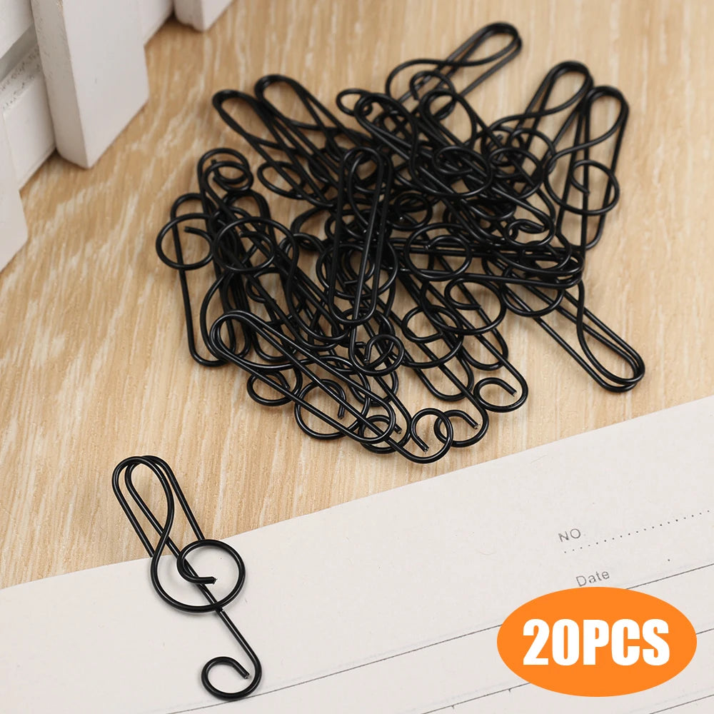 20Pcs Creative Music Paper Clips Musical Notes Paper Clip Holder Clamps Bookmark Office School Stationary Students Gift