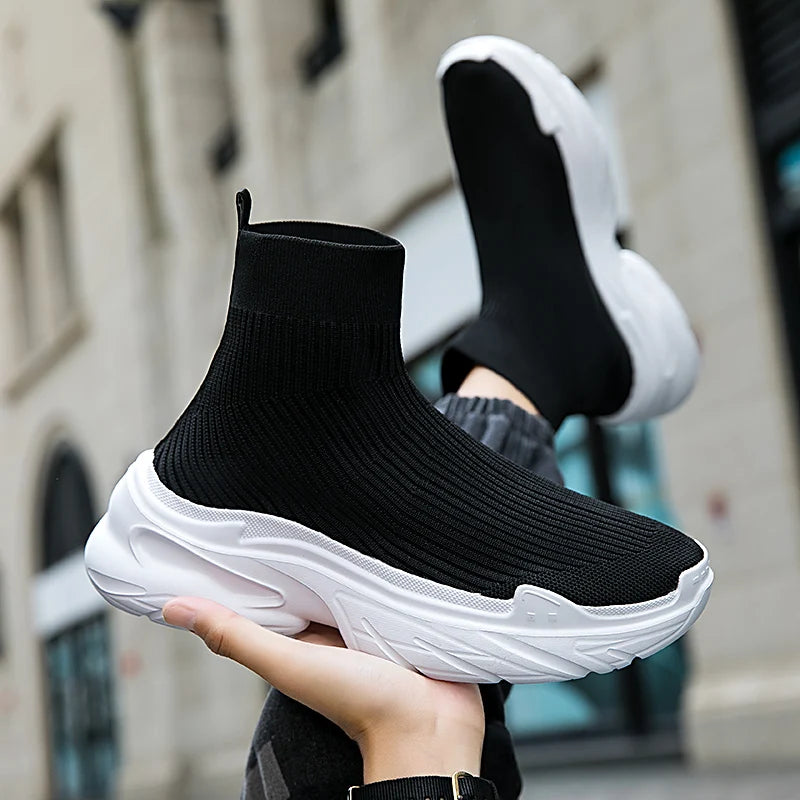 Sneakers for Men Fashion High Top Sock Shoes Autumn New Breathable Casual Shoes Outdoor Platform Anti Slip Walking Shoes 2023