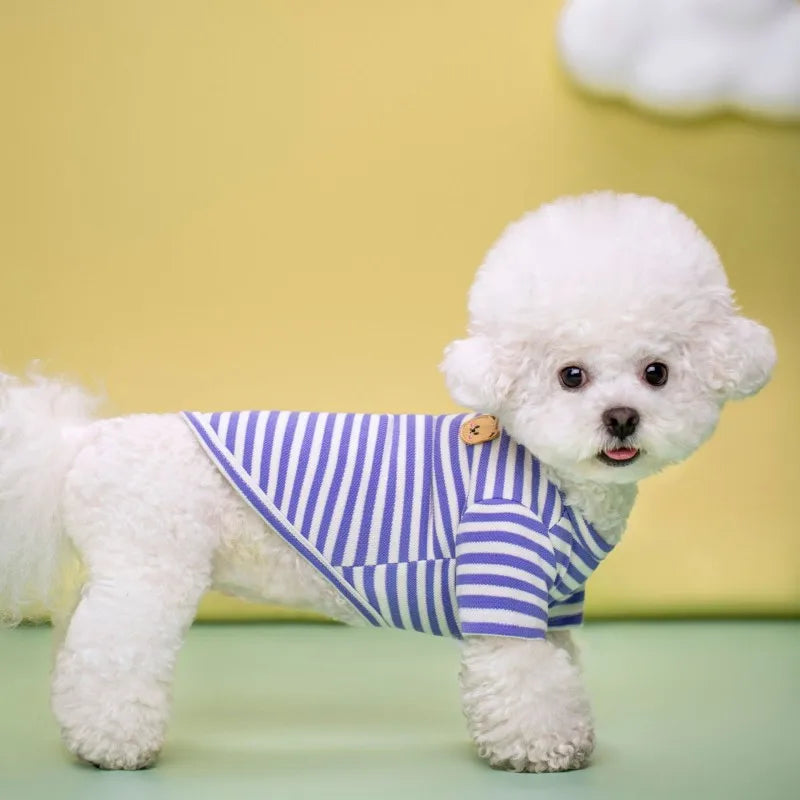 Summer Dog Clothes for Small Dogs Fashion Dog Shirt Bear Print Puppy Thin Shirt Cute Cat Strip Vest Chihuahua Clothes Pet Shirt