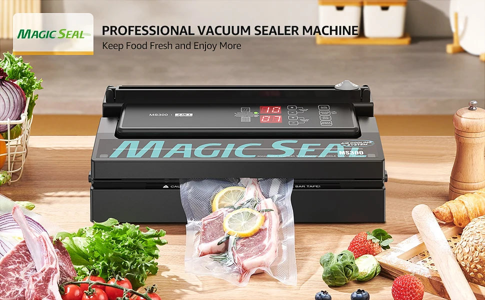 MAGIC SEAL  MS300 Commercial Air-cooled food preservation vacuum sealer Automatic home kitchen  packaging  machine to Mylar bags