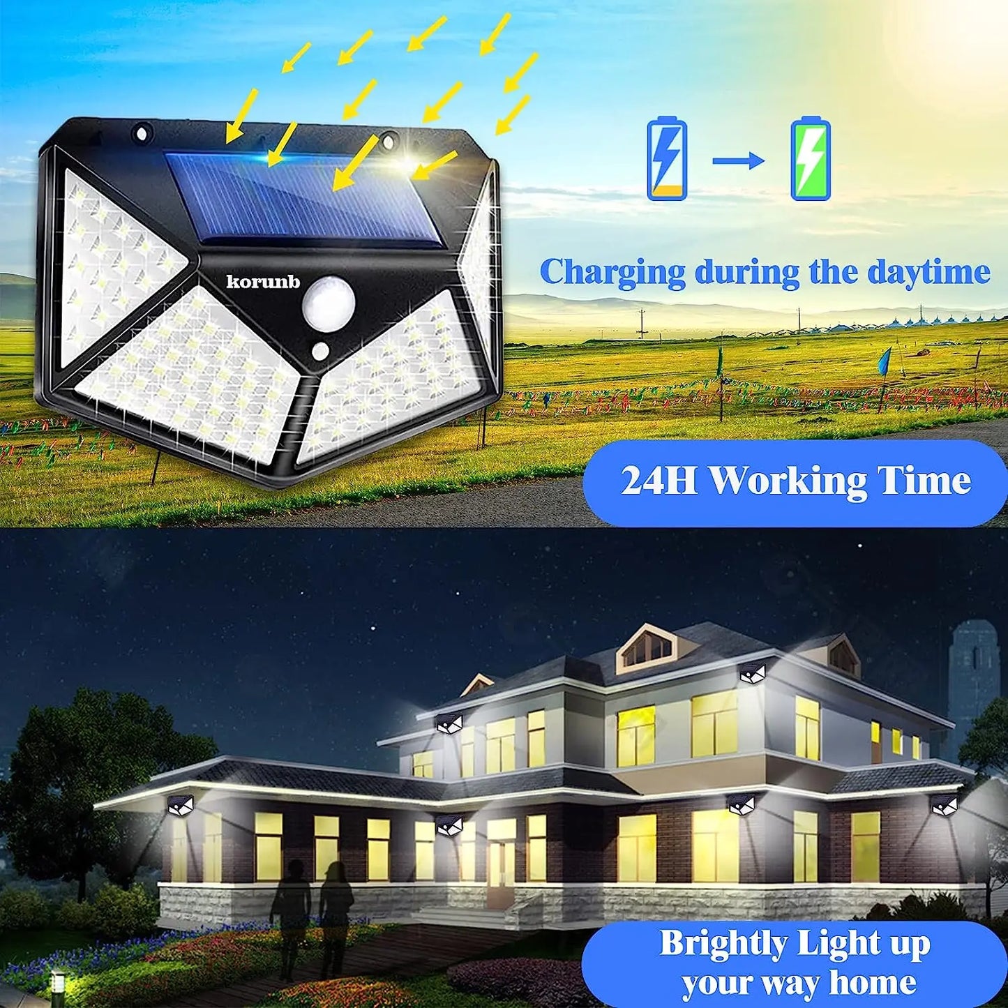 Solar Lights Outdoor 6 Pack, 100LED/3 Modes 270° Lighting Angle Motion Sensor Security Lights, IP65 Waterproof