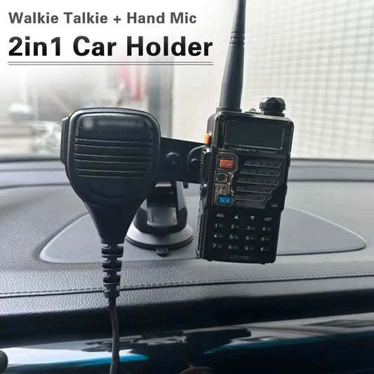 Car Holder Walkie Talkie Bracket Accessories 2in1 in Car Hand PTT Microphone Speaker Mount for Two Way Radio Mount Car Stand