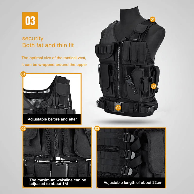 Hunting Security Clothes Swat Tactical Vest Swat Jacket Chest Rig Multi-Pocket SWAT Army CS Hunting Vest Camping Accessories